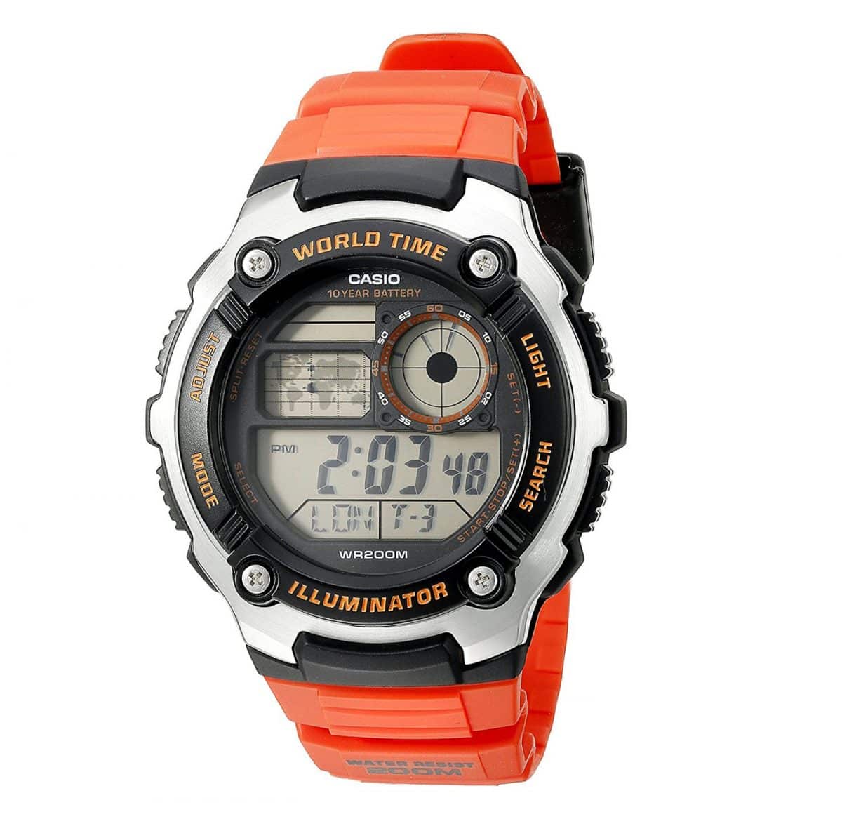 product casio sport basic horloge ae 2100w 4avef oranje stopwatch