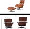 Lounge Chair + Hocker XL Fauteuil Palissander Set Cognac Bruin