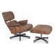 Lounge Chair + Hocker XL Fauteuil Palissander Set Vintage Bruin