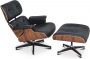 Lounge Chair + Hocker XL Fauteuil Palissander Set Vintage Zwart