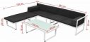 vidaXL Textileen 4-delige Platform Hoek Loungeset Aluminium – Wit / Zwart
